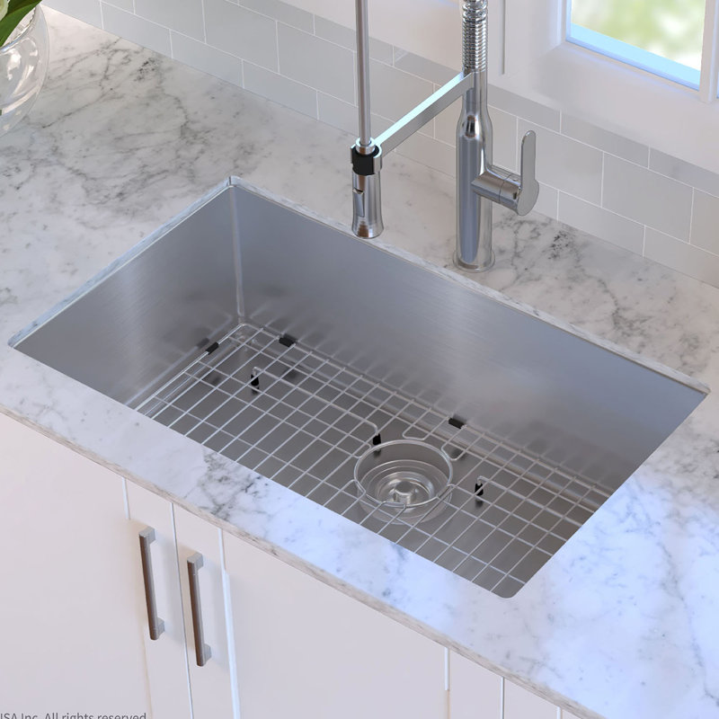 Kraus 30" x 18" Undermount Kitchen Sink with Sink Grid and Drain Assembly & Reviews Wayfair